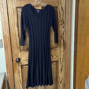 NEW Nine West Black Cable Knit Sweater Dress with 3/4 Sleeves